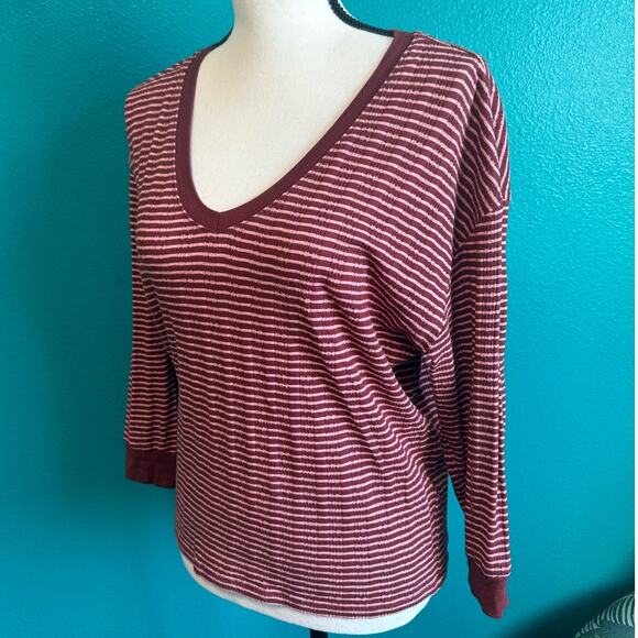 Anthropologie Hannah Pink & Red Stripe V Neck Blouse Women's Small - Picture 7 of 8